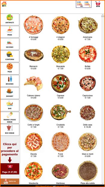 NewFood Self - Schermata dei menù e delle ricette