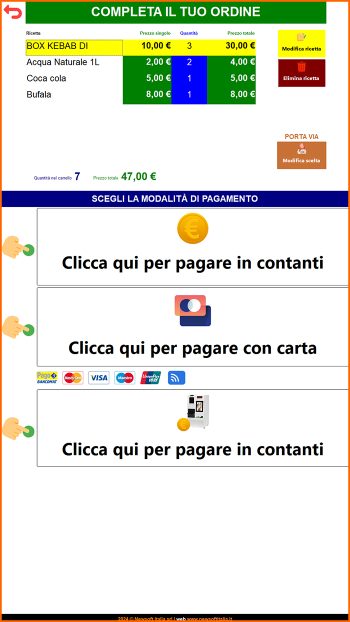NewFood Self - Schermata di pagamento